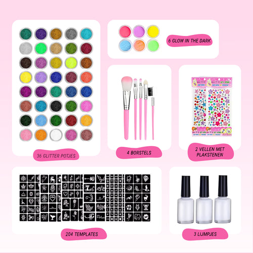 XXL Glitter Tattoo Set voor Kinderen